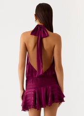 Willow Chiffon Mini Dress - Plum