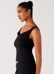 Wonderlust Cowl Top - Black