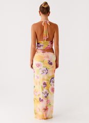 Main Act Halter Maxi Dress - Sunburst Floral