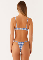 Airlie Scrunch Bikini Bottoms - Ivory Blue Check