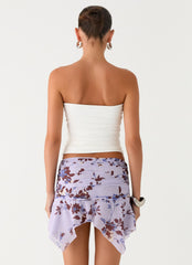 Altego Low Rise Hanky Mini Skirt - Antique Lilac Floral