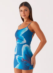 Althena Mini Dress - Turquoise Floral