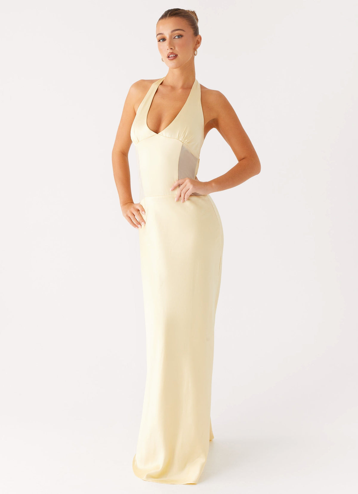 Ambre Mesh Panel Maxi Dress - Yellow