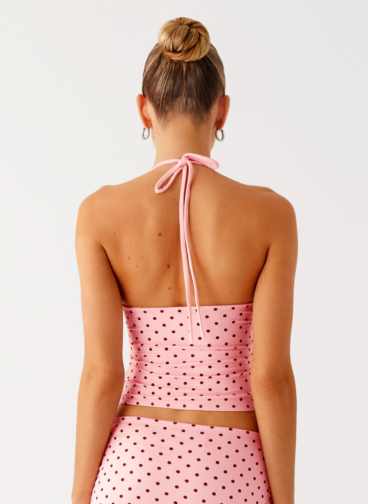 Bahama Eyelet Lace Up Top - Strawberry Dot