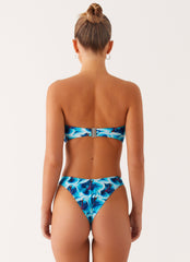 Beach Bound Strapless Bikini Top - Turquoise Floral