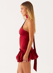 Belina Scarf Mini Dress - Merlot