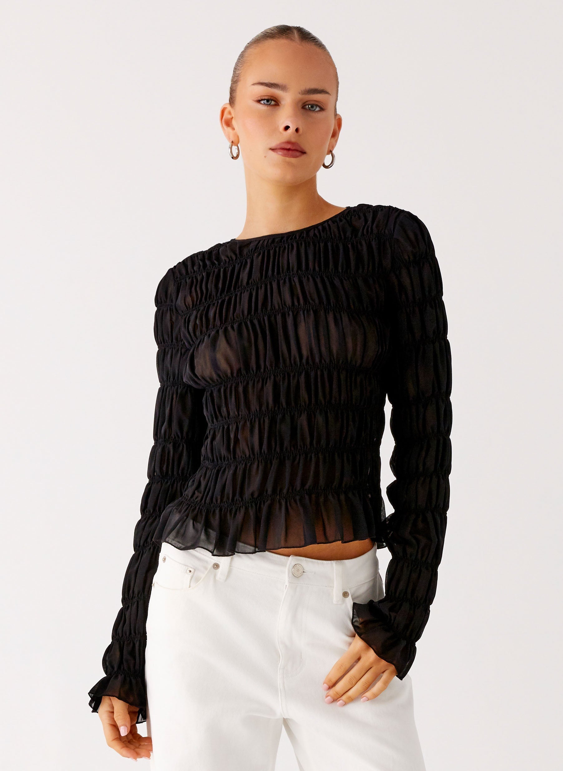 Bella Long Sleeve Top - Black