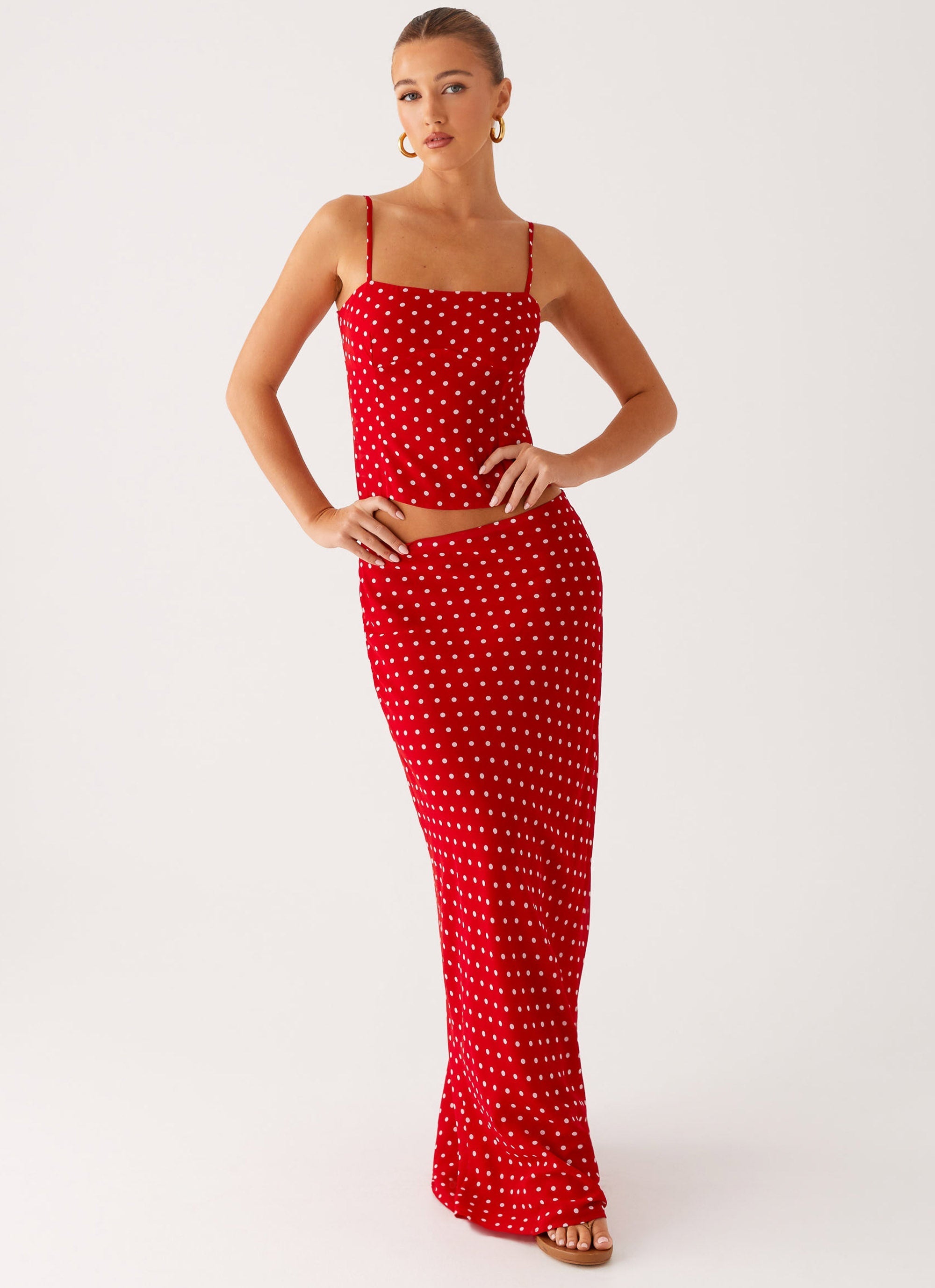 Bendita Maxi Skirt - Red Polka Dot
