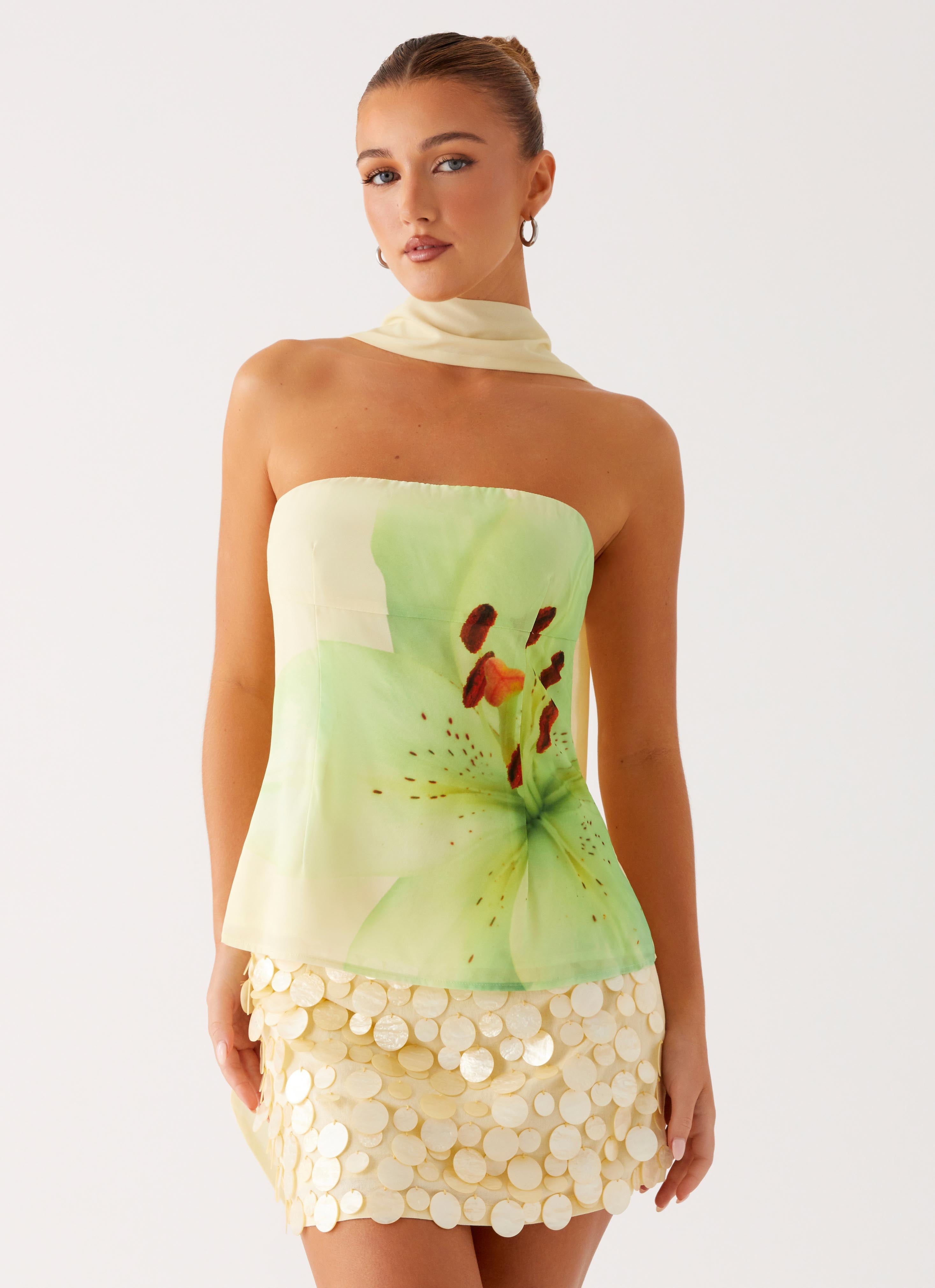 Blaise Scarf Top - Yellow Floral