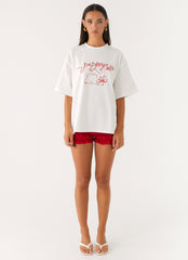 Born To Have Fun Oversized Graphic Tee - Pink Bunny