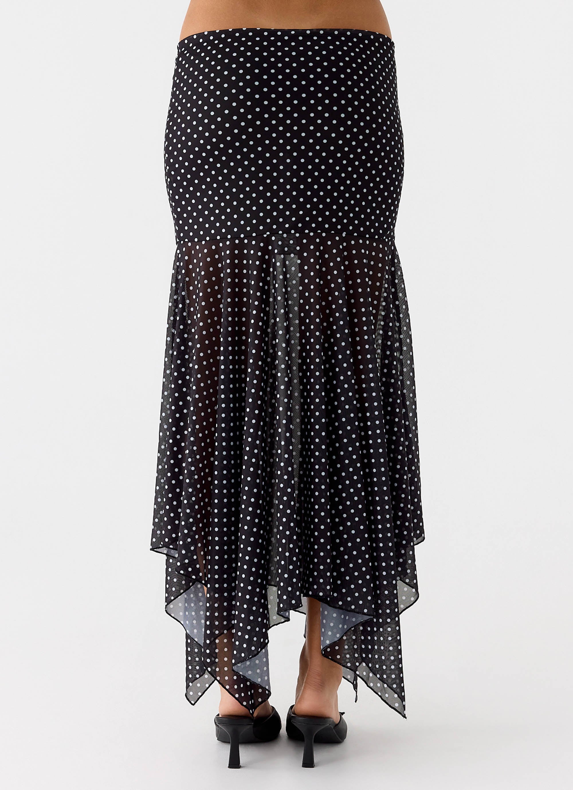 Buffy Maxi Skirt - Black Polkadot