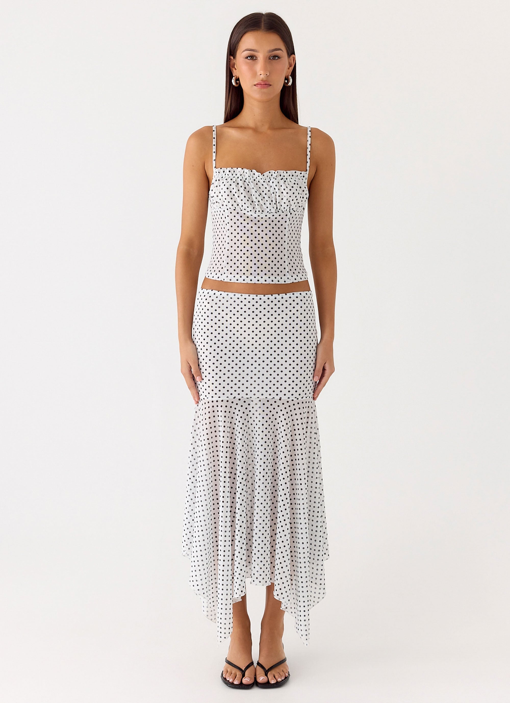 Buffy Maxi Skirt - White Polkadot