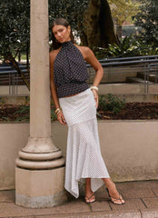 Buffy Maxi Skirt - White Polkadot
