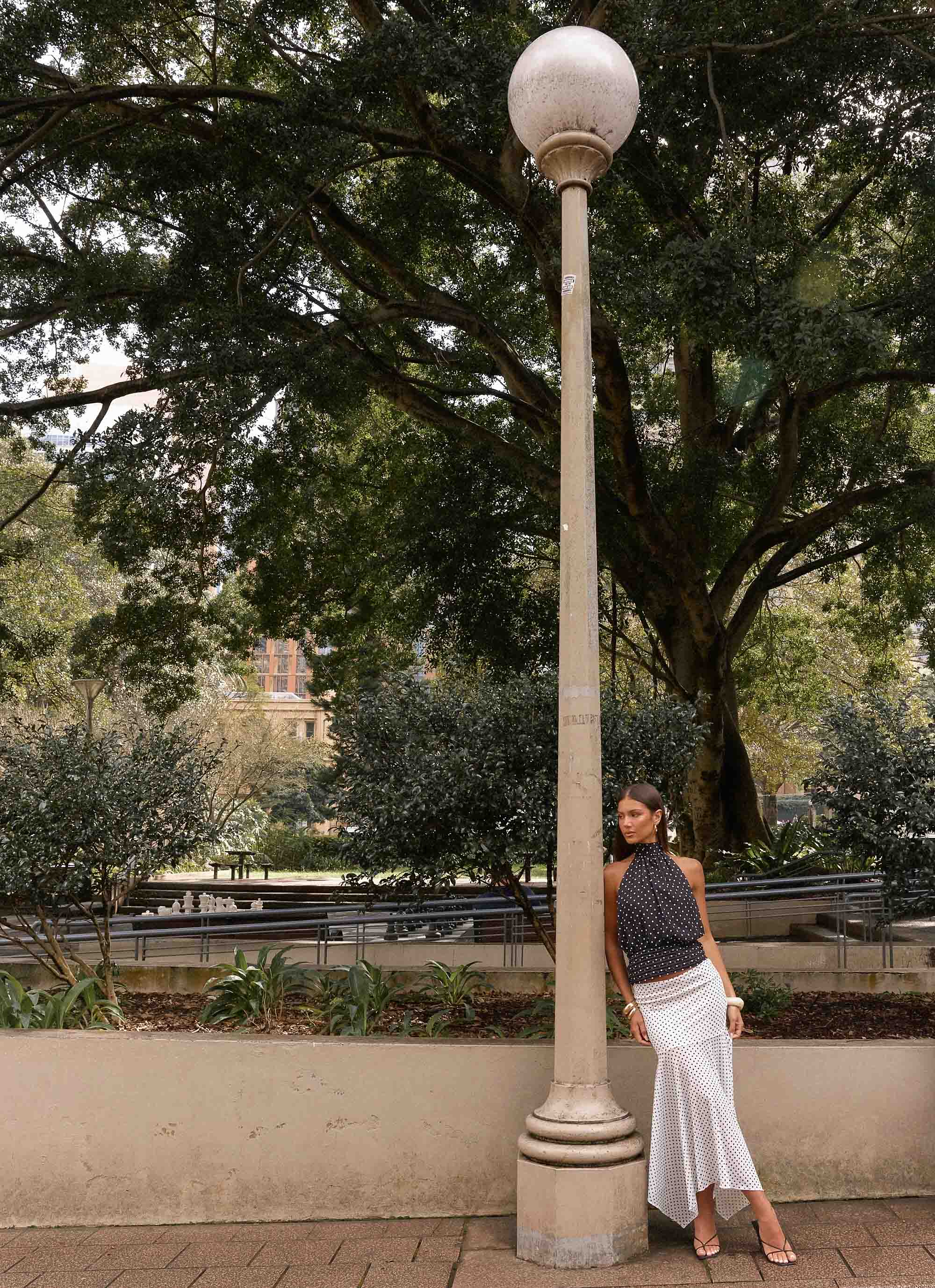 Buffy Maxi Skirt - White Polkadot