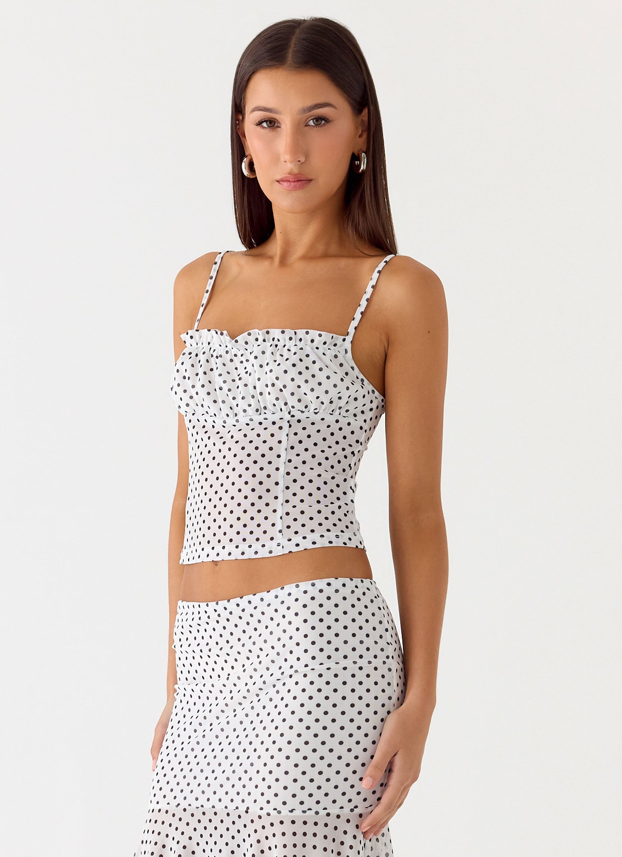 Buffy Top - White Polkadot