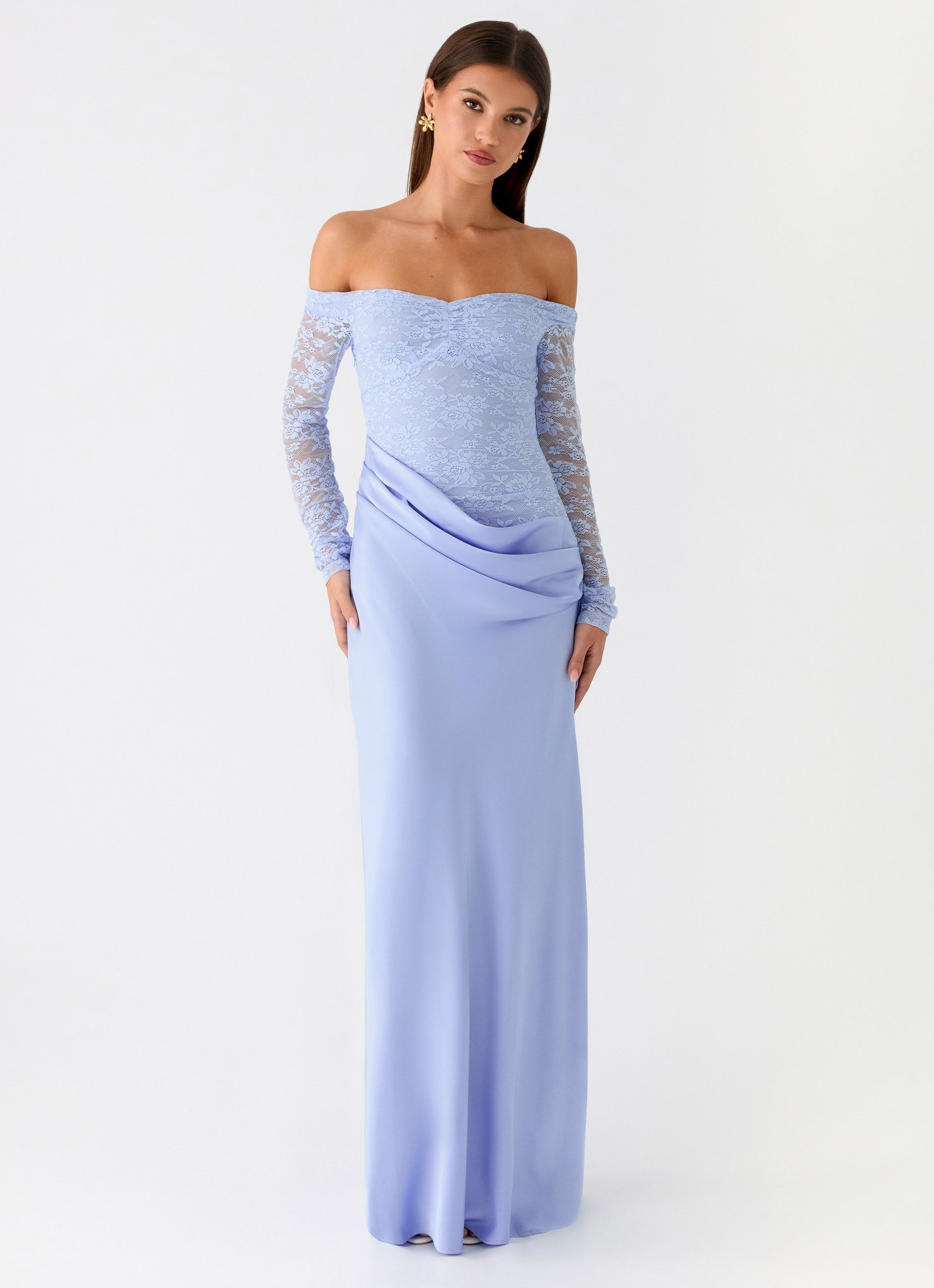 Burke Off Shoulder Maxi Dress - Blue