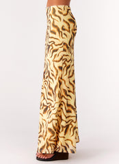 Call Me Low Rise Maxi Skirt - Yellow Zebra