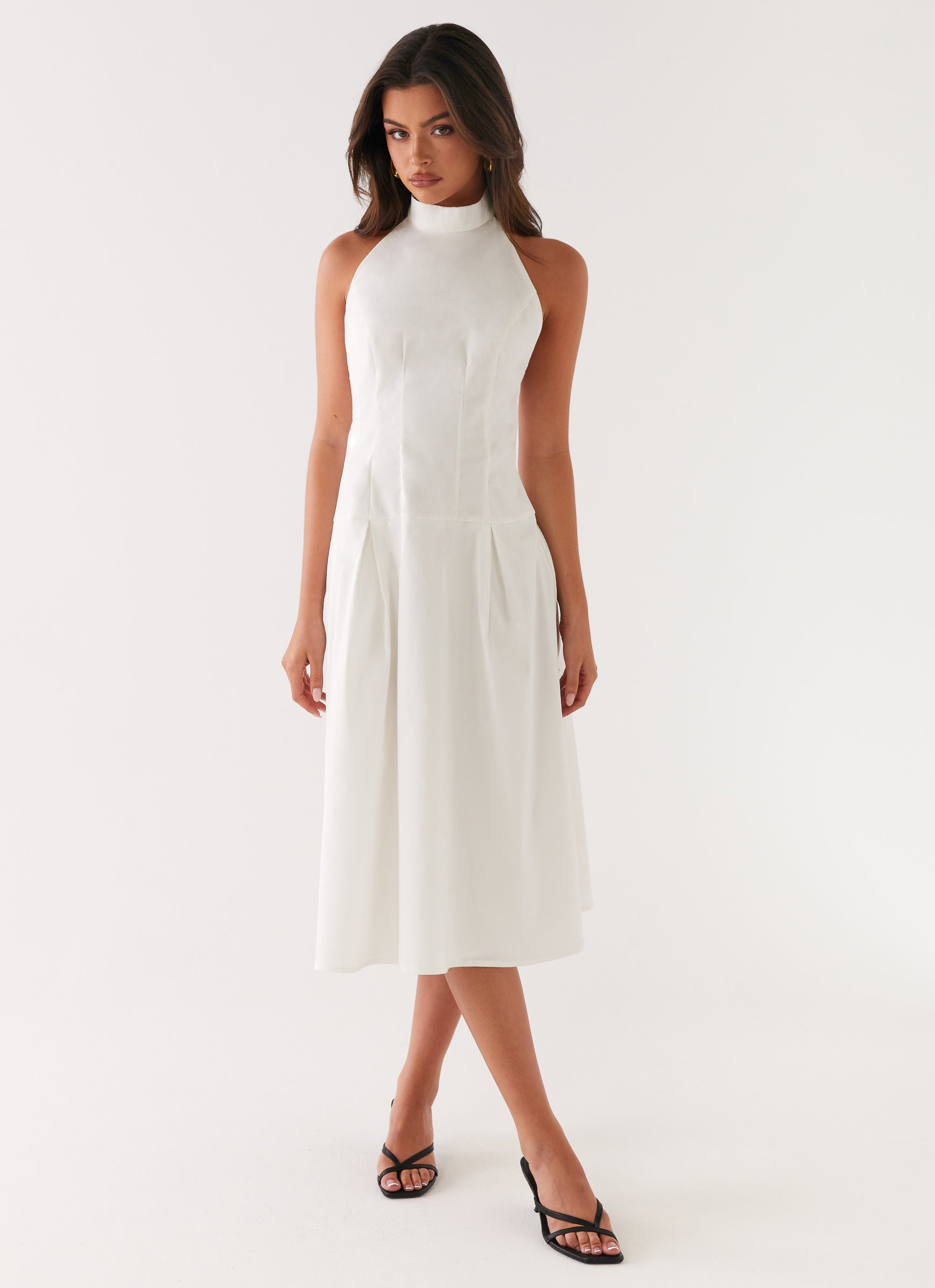 Calla Halter Midi Dress - White