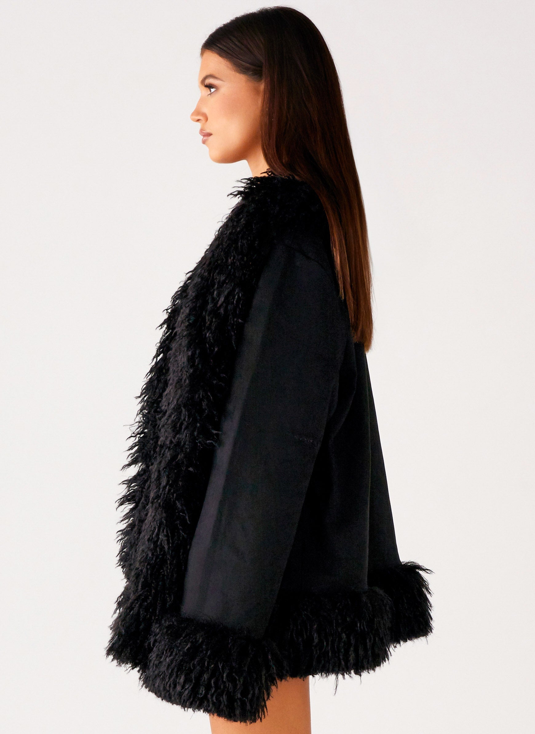Carmelita Fur Trim Jacket - Black