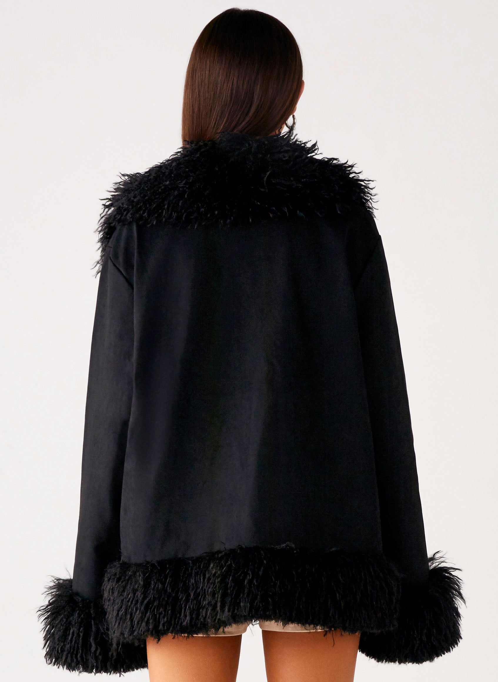 Carmelita Fur Trim Jacket - Black