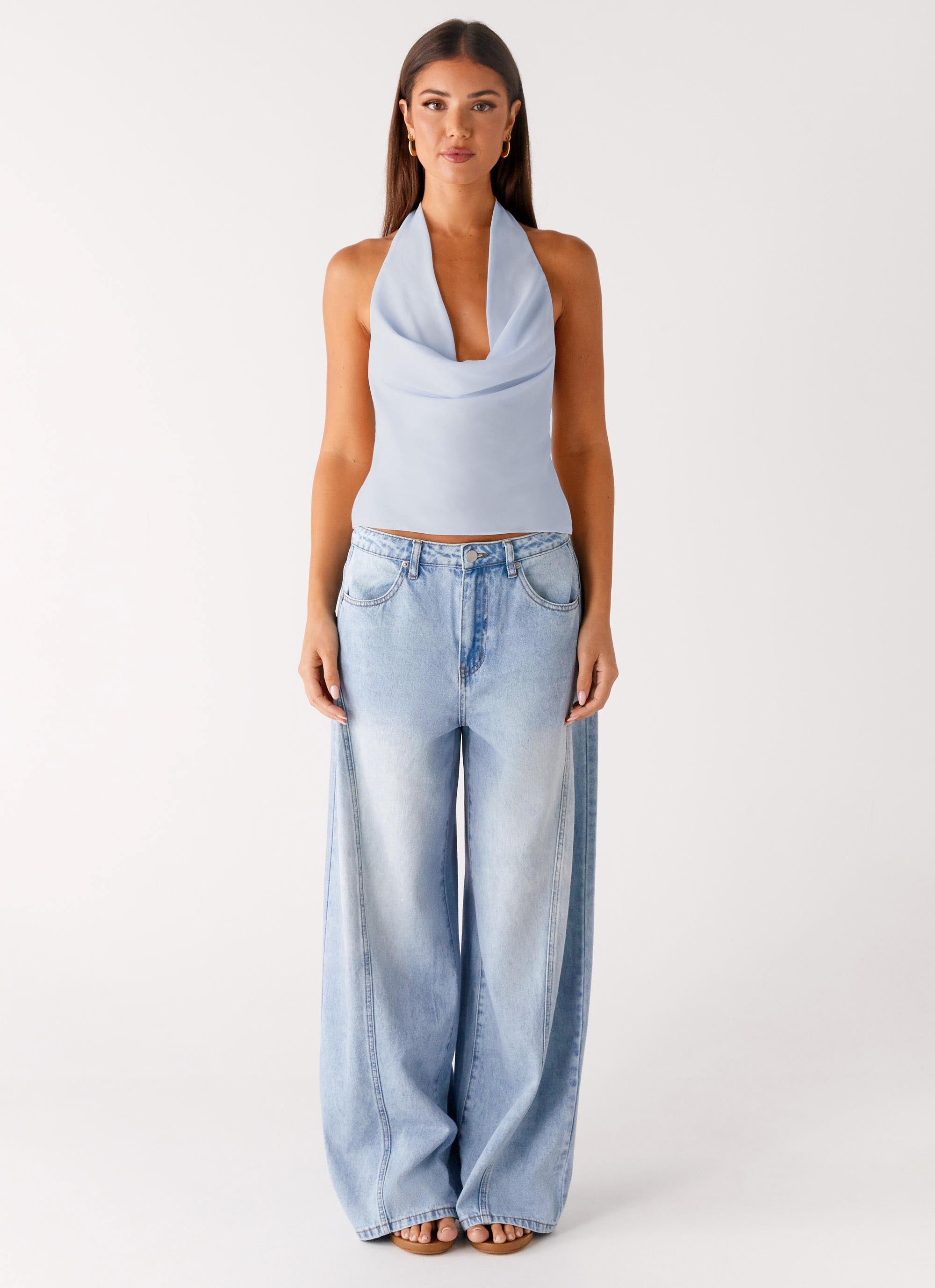 Charli Cowl Top - Blue