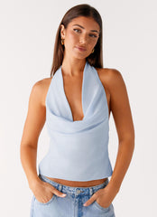 Charli Cowl Top - Blue