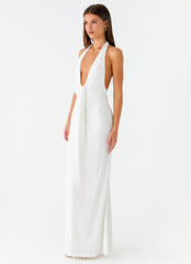 Cheyenne Halter Neck Maxi Dress - Ivory