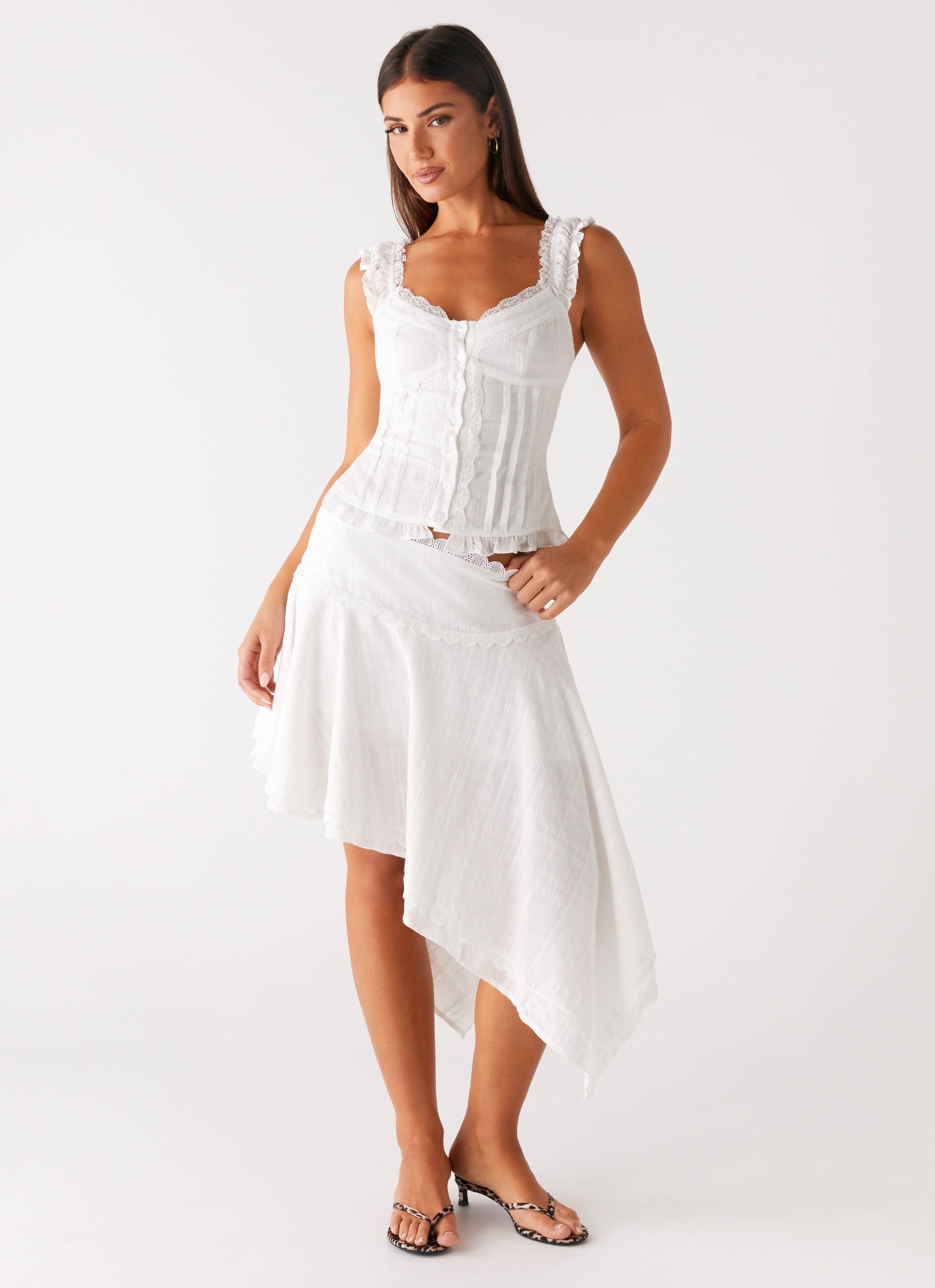 Clearwater Mist Midi Skirt - White