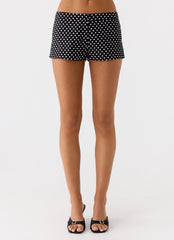 Coastline Mini Shorts - Black Polkadot