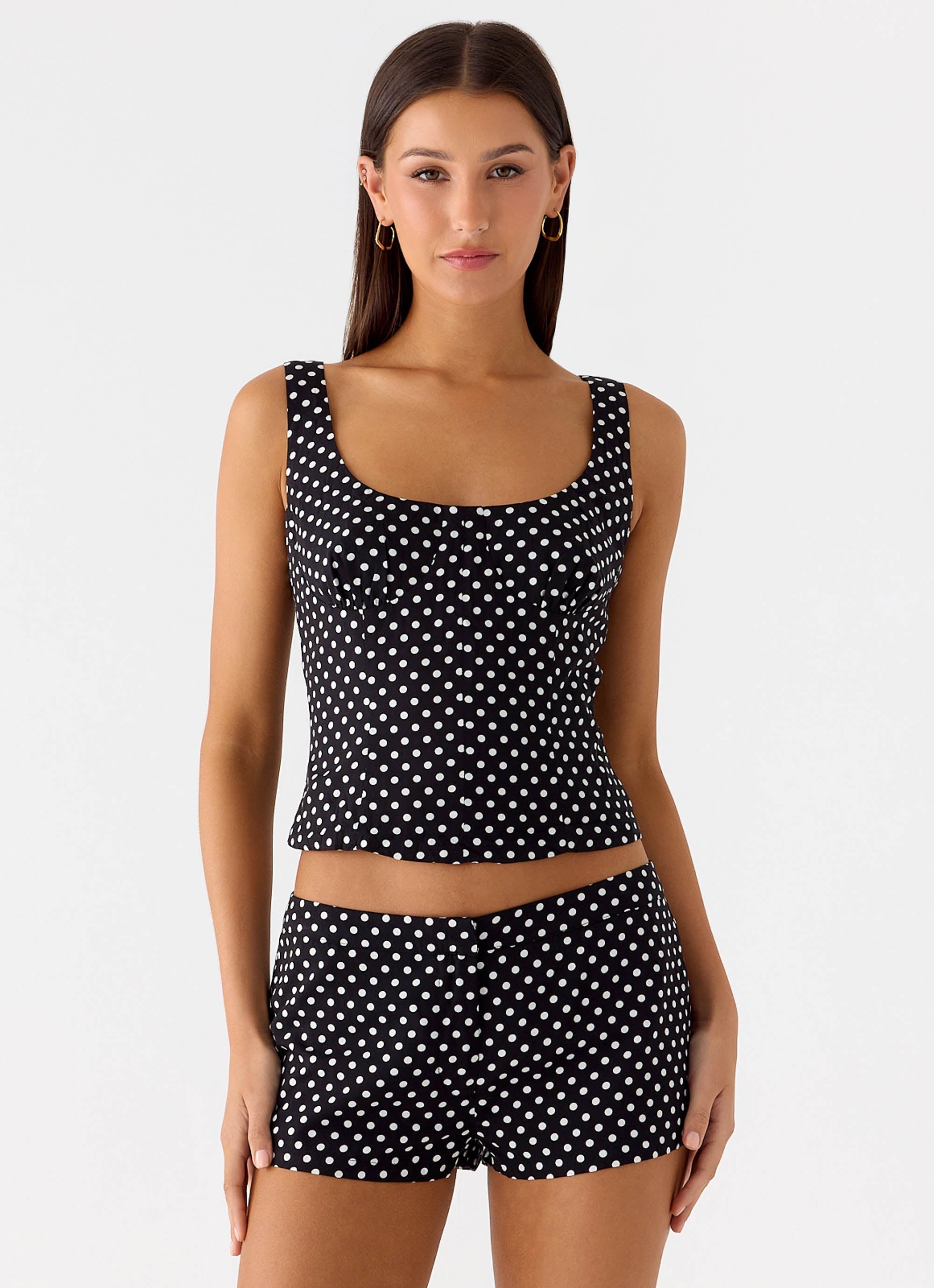 Coastline Mini Shorts - Black Polkadot