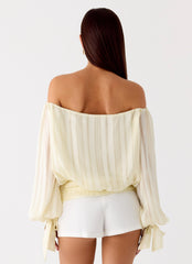Coconut Kiss Off Shoulder Long Sleeve Top - Yellow