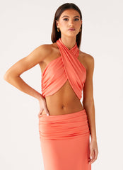 Coletta Wrap Top - Coral