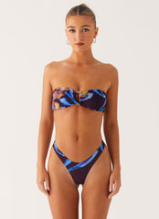 Cuba Strapless Bikini Top - Dark Floral