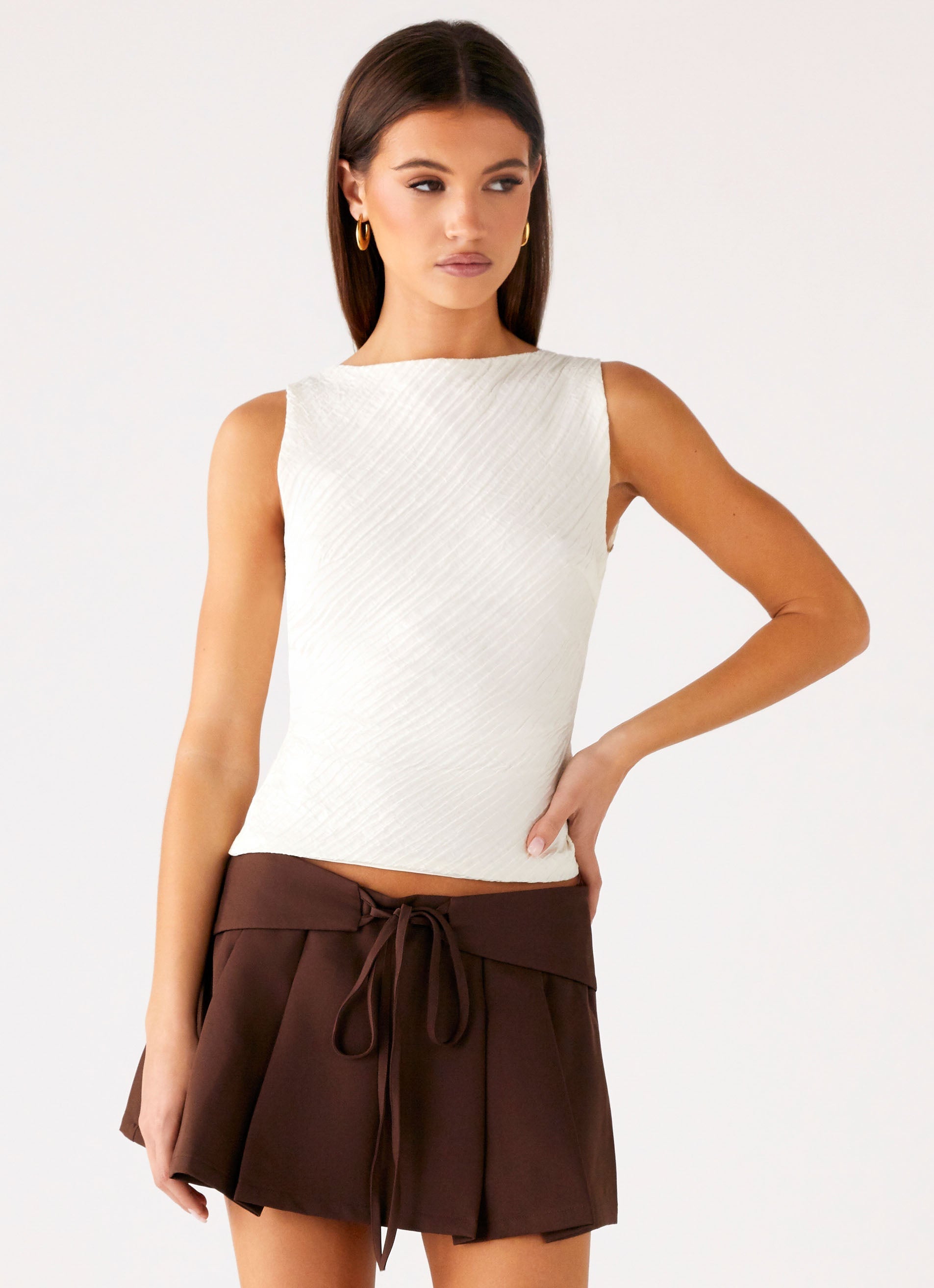 Cypriana Tie Back Top - White