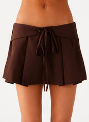 Dalia Dusk Pleated Mini Skirt - Chocolate