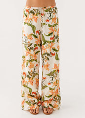 Dalida Linen Pants - Floral Print