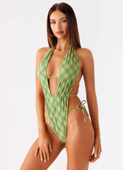 Dandara Cut Out Swimsuit - Jungle Check