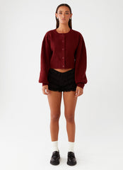 Daphne Knit Cardigan - Maroon
