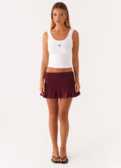 Darlee Shirred Mini Skirt - Mulberry