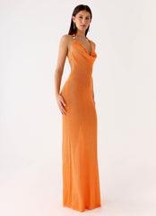 Delfina Cowl Knit Maxi Dress - Orange