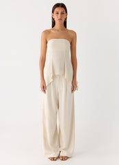 Delong Low Rise Linen Pants - Oatmeal