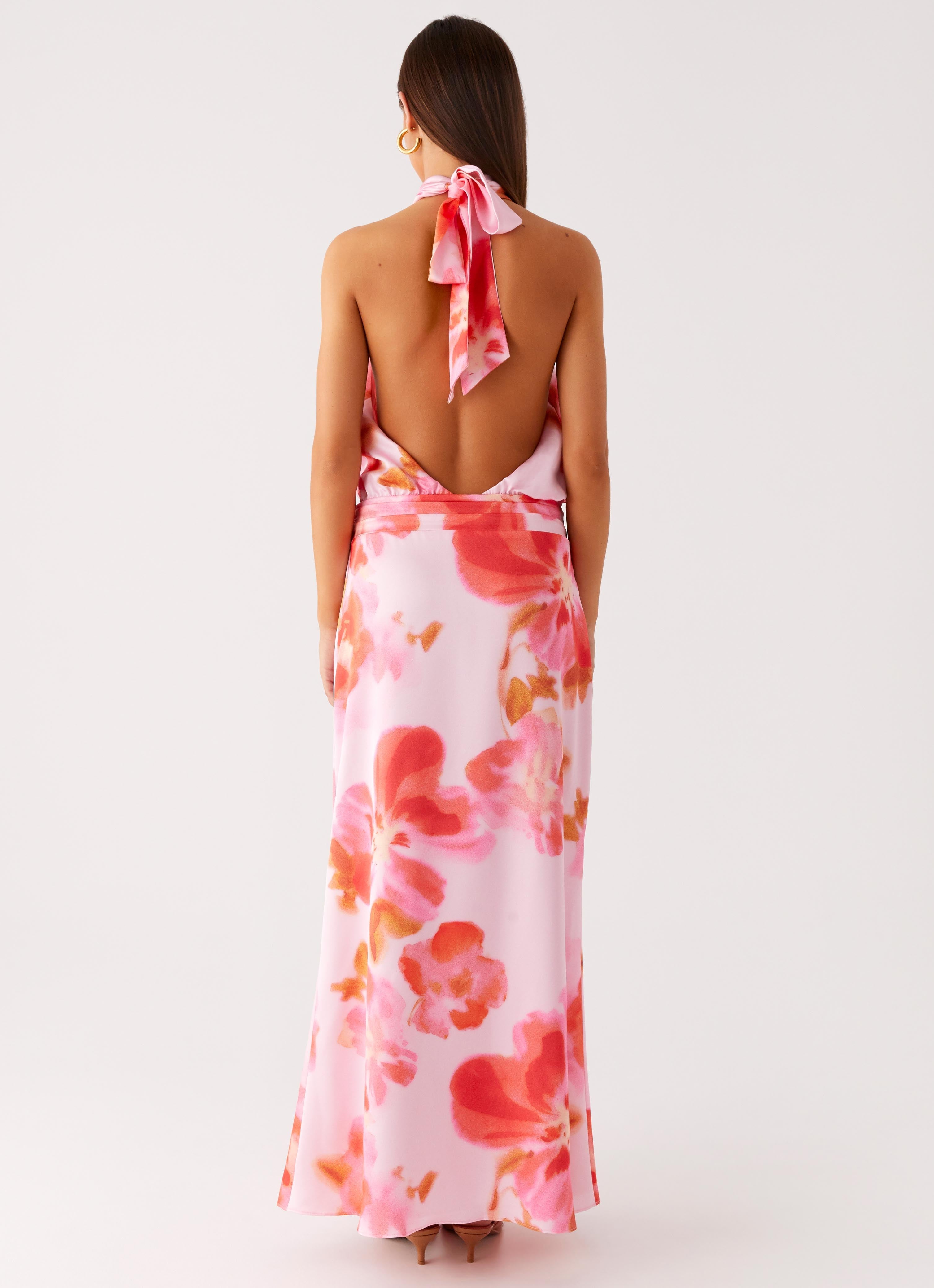 Diablo Backless Maxi Dress - Blushing Blossom