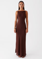 Dove High Neck Maxi Dress - Chocolate