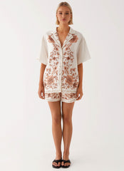 Dreamy Days Linen High Waisted Shorts - Ivory