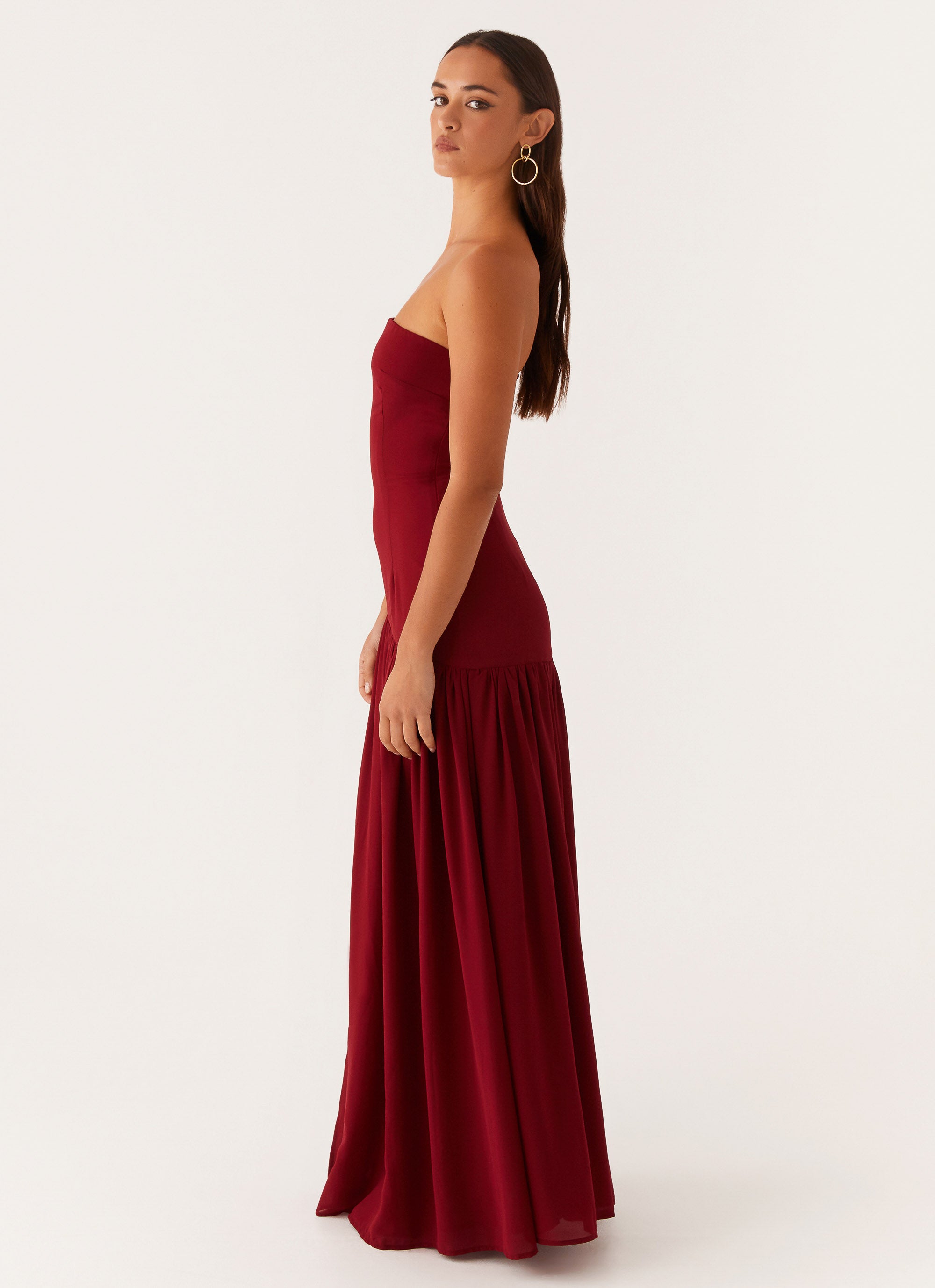 Eden Strapless Maxi Dress - Maroon