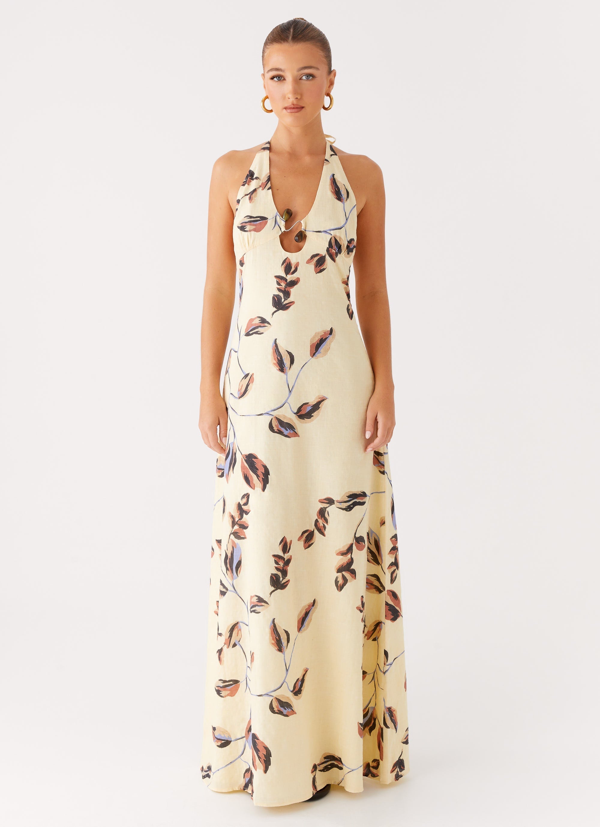 Elvina Halter Neck Maxi Dress - Buttercream Bliss