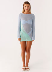 Estie Long Sleeve Crochet Mini Dress - Multi