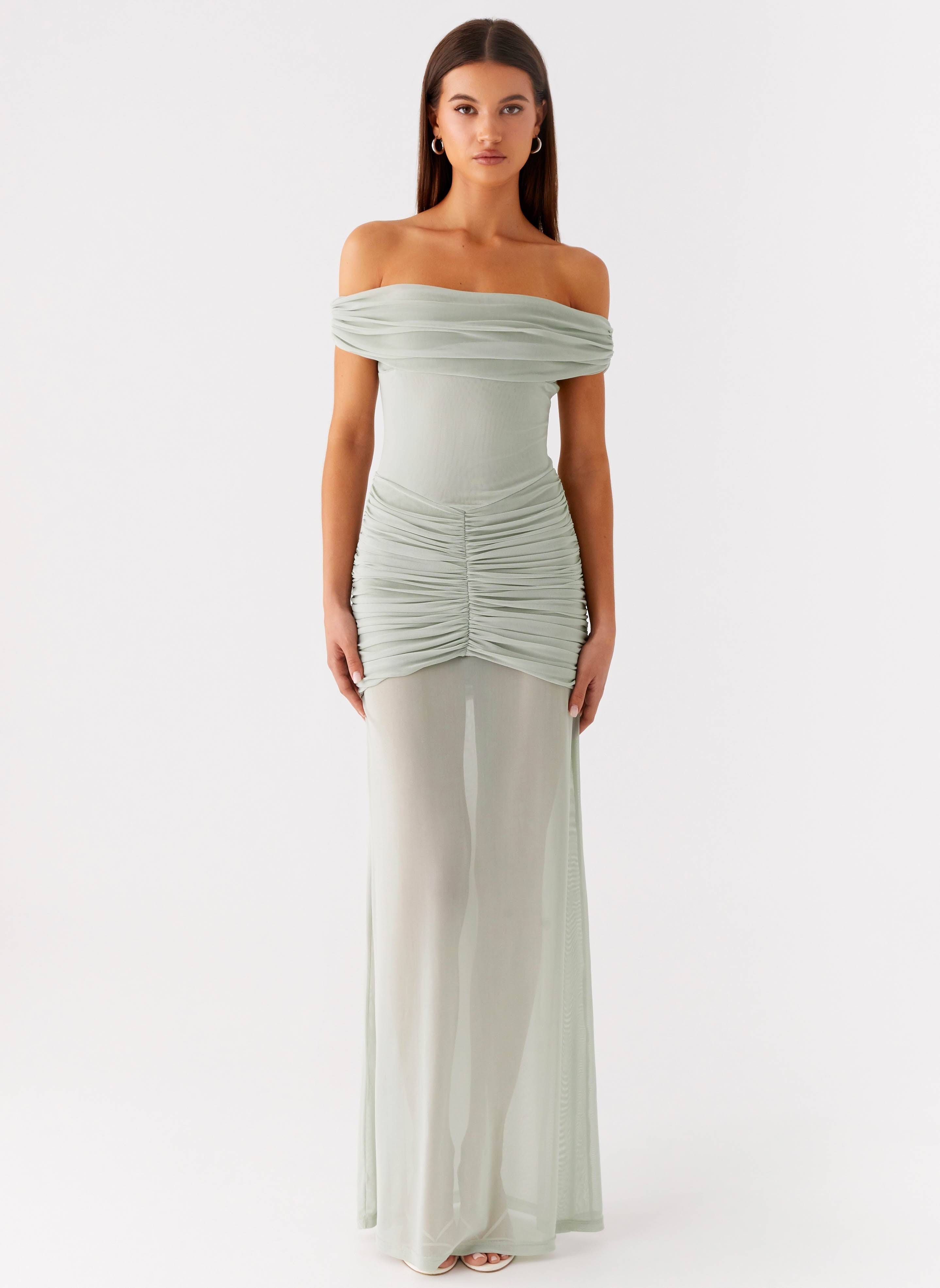 Eyllin Off Shoulder Maxi Dress - Sage