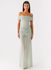 Eyllin Off Shoulder Maxi Dress - Sage