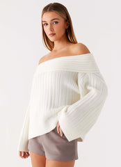 Federica Off Shoulder Knit - White